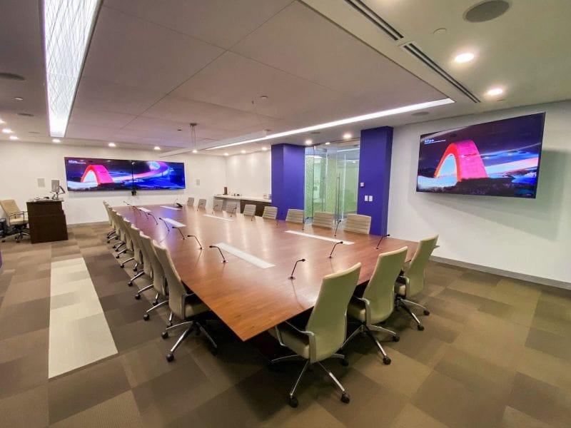 AV Projector Installation 5 Projector installation in a conference room with integrated sound system.